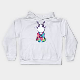 Japanese goat in kimono Kids Hoodie